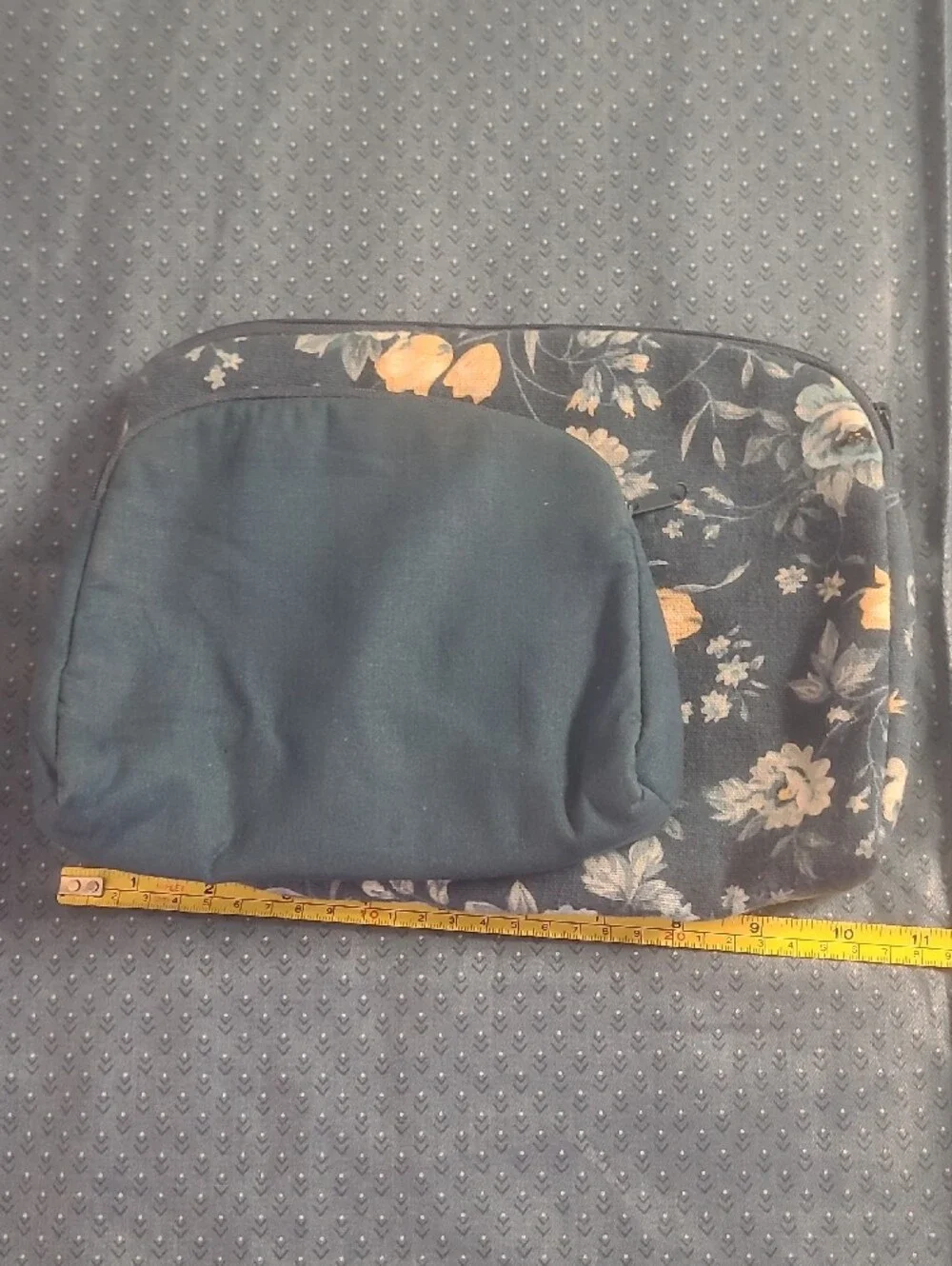 Oscar de la Renta Floral Navy and Yellow Cosmetic Pouches